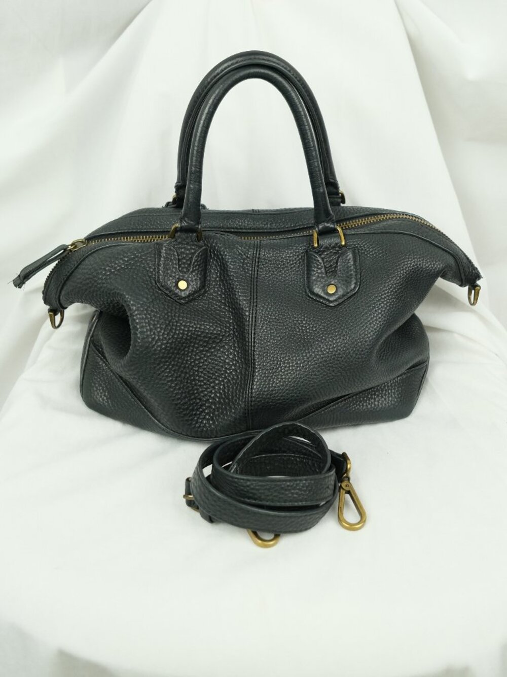 Madewell Prague Satchel Leather Crossbody Bag Black Minimalist 14"